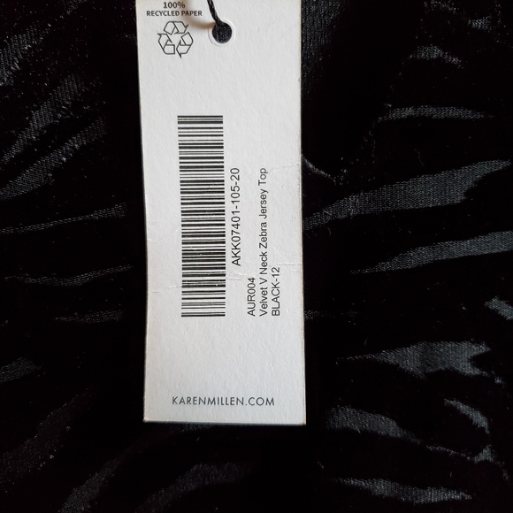 New Karen Millen UK 12 US 8 Velvet V neck Zebra top - Picture 3 of 3